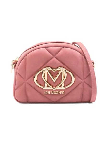 Pikowana torebka crossbody Love Moschino różowa