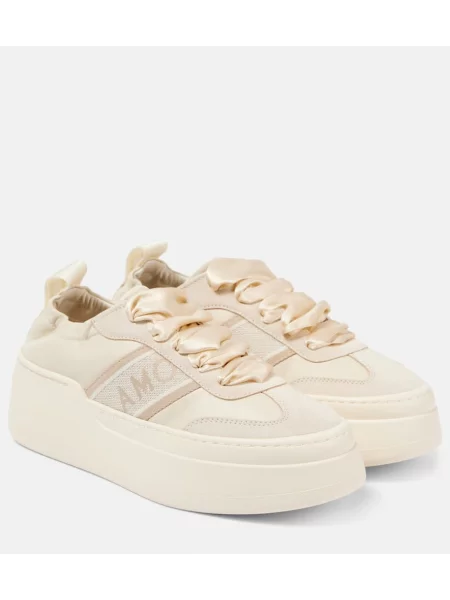 Sneakerși Ferragamo din piele de căprioară cu platformă bej