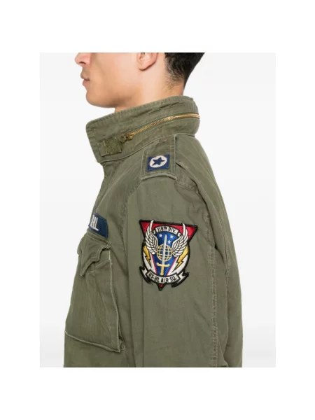 Lekka kurtka Polo Ralph Lauren z naszywkami ze stójką zielona