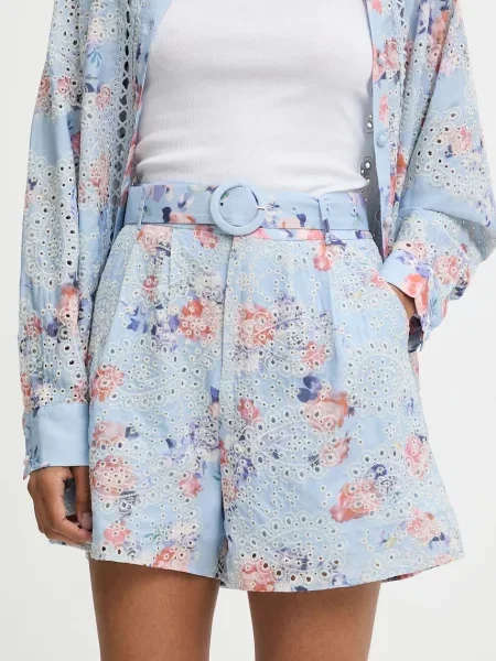Къс панталон Answear Lab с десен с висока талия синьо