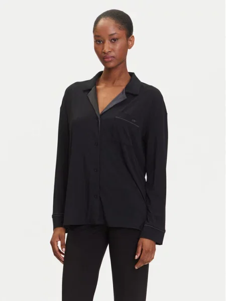 BOSS Сорочка-піжама Sheen Relaxed Fit чорний