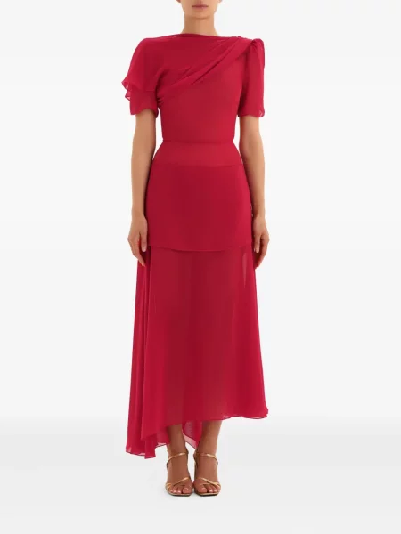 Rochie midi Post Meridiem drapată până la genunchi de costum roșu