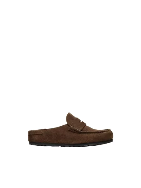 Klapki Birkenstock skórzane brązowe