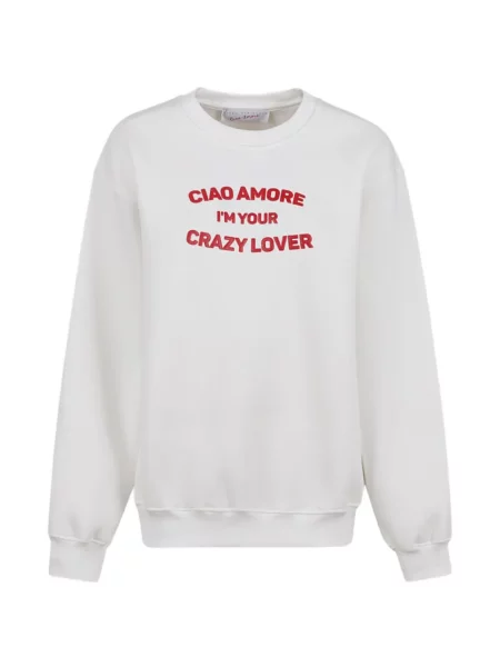 Hanorac crewneck Giada Benincasa cu decolteu rotund alb