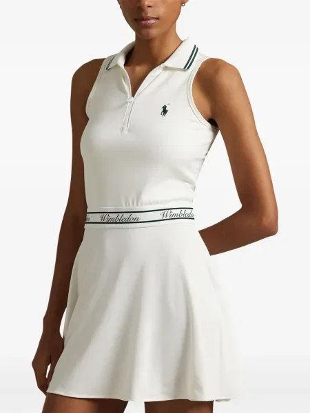 Tricou Polo Ralph Lauren din piele cu broderie în carouri maro