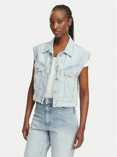 BOSS Жилет C Vest Світло-синій Boxy Fit синій