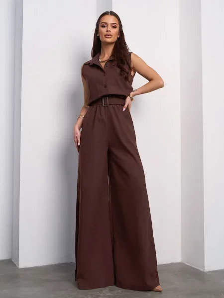 Лляний Комбінезон ISSA Plus темно-коричневий коричневий