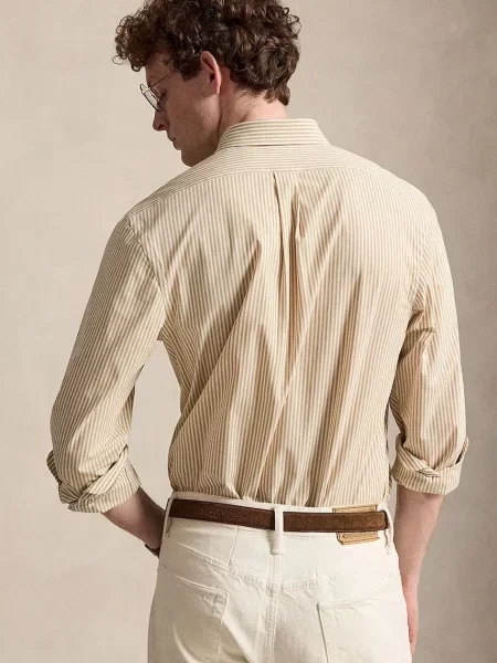 Polo Ralph Lauren srajca iz bombaža z elastanom bež