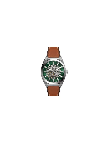 FOSSIL Analogové hodinky Everett koňaková / tmavě / stříbrná zelená