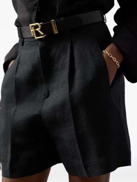 Λινα πλισέ σορτς Ralph Lauren Collection μαύρο