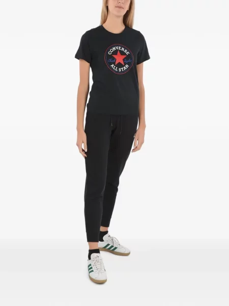 Top Converse cu platformă din canvas cu imagine alb