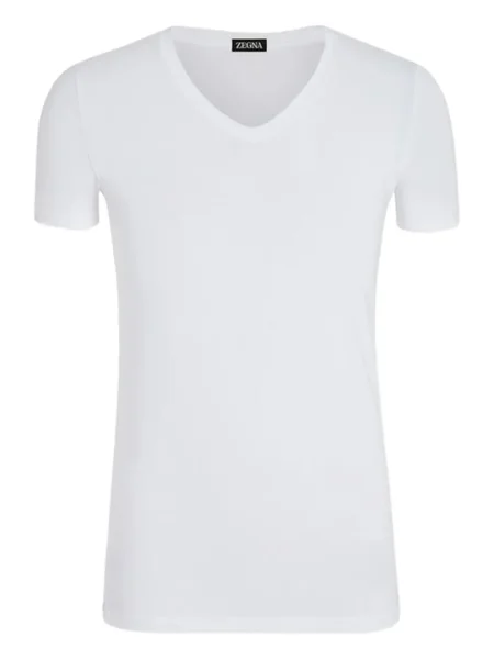Tricou Zegna cu decolteu în V alb