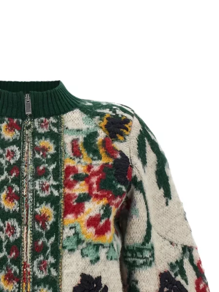 Virágos jacquard levágott dzseki Sacai
