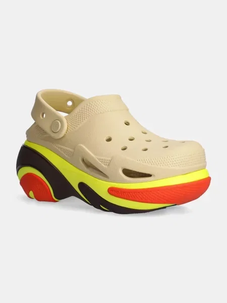 Чехли Crocs Bubble Crush Clog с платформа бежово