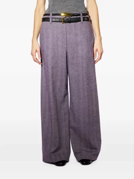 Pantaloni palazzo Liviana Conti cu model herringbone violet