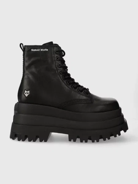 Кожаные ботинки Naked Wolfe на платформе черные