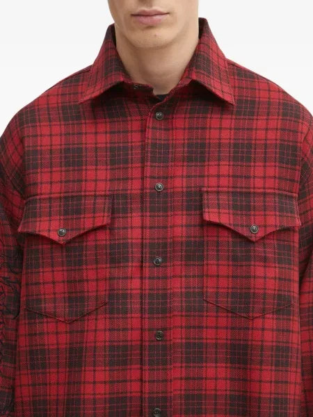 Карирана дълго риза Vetements червено