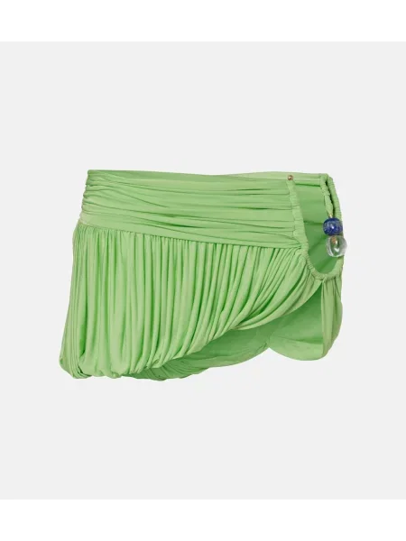 Fustă Christopher Esber din jerseu drapată verde