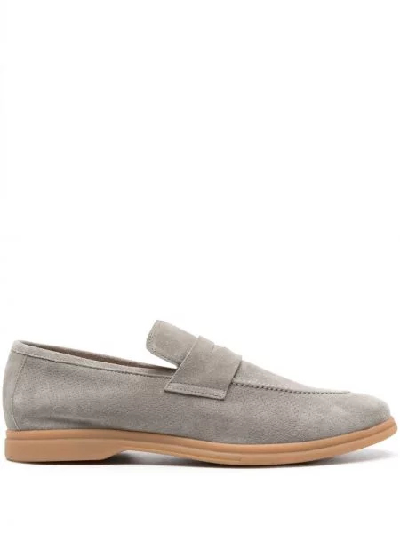 Pantofi loafer Eleventy din piele de căprioară verde