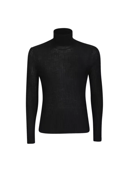 Sweter z golfem Ballantyne wełniany z długim rękawem do golfa czarny