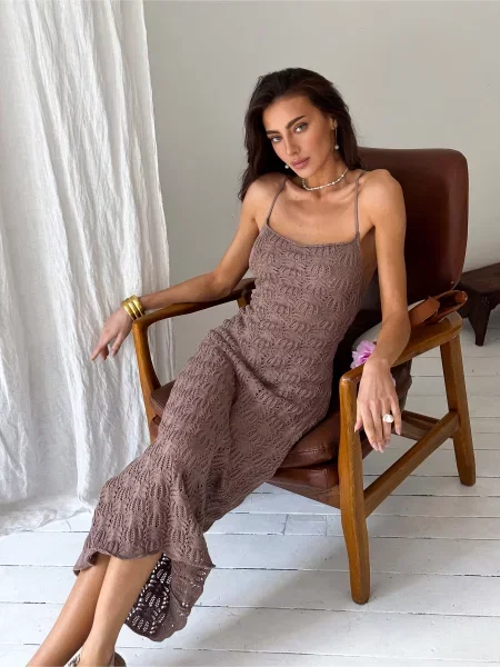 Трикотажный сарафан Art Knit коричневый