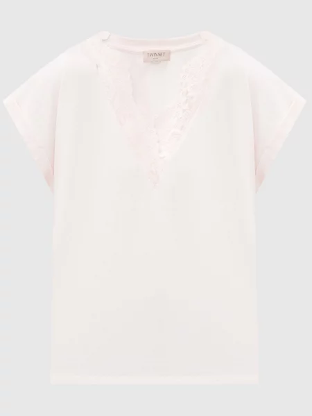 Кружевная футболка Twinset бежевая