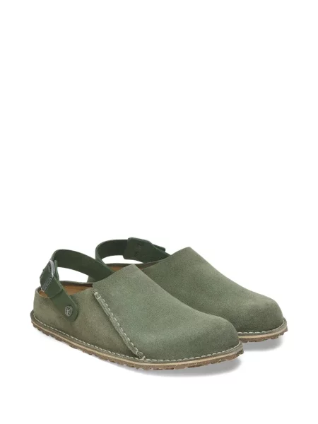 Кожени мюли Birkenstock с отворена пета зелено