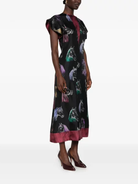 Rochie Moschino de mătase cu imagine negru