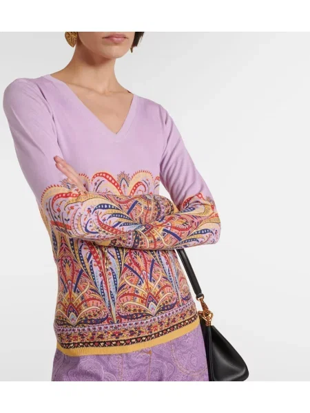 Pulover Etro de mătase cu imagine roz