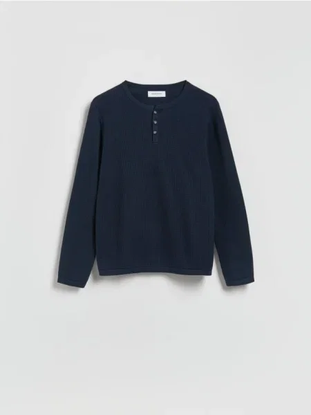 Reserved Pulover din structurat bleumarin