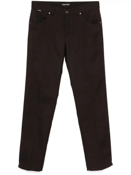Pantaloni Tom Ford din țesătură twill maro