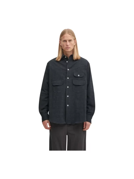 Kenzo koszula Weave Workwear Overshirt granatowy relaxed z kołnierzykiem klasycznym niebieska