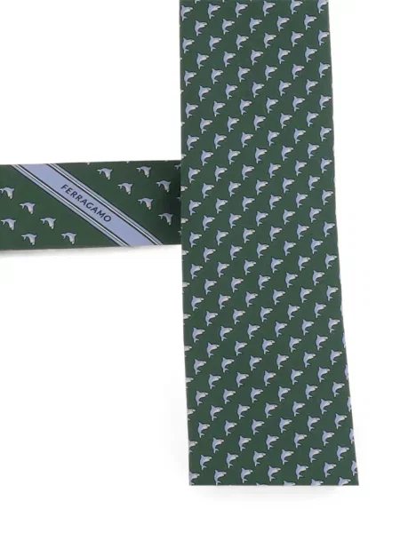 Cravată Ferragamo de mătase cu imagine verde