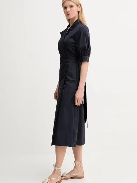 MUNTHE sukienka BOBULA midi rozkloszowana granatowy