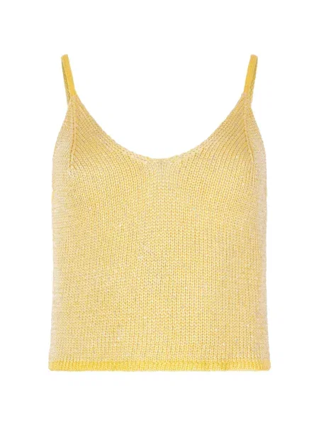 Jedwabny top Paramidonna bez rękawów żółty