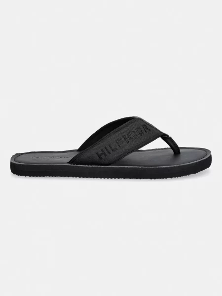 Tommy Hilfiger șlapi bărbați HILFIGER LEATHER BEACH SANDAL negru