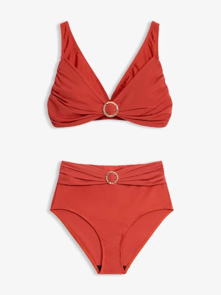 Bikini bustier z ozdobnym kółkiem 2 części brązowe