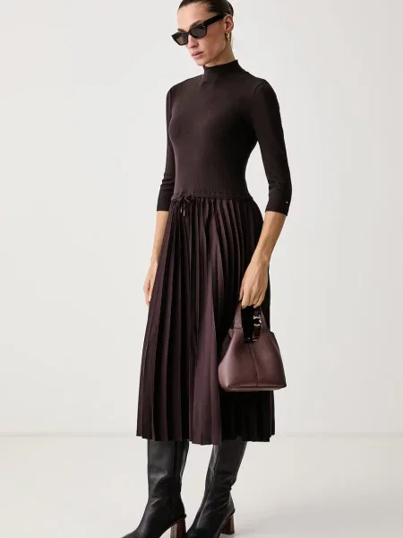 Tommy Hilfiger rochie plisată maro