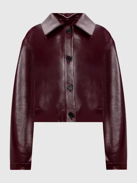 Шкіряна глянцева куртка Babe Pay Pls бордова