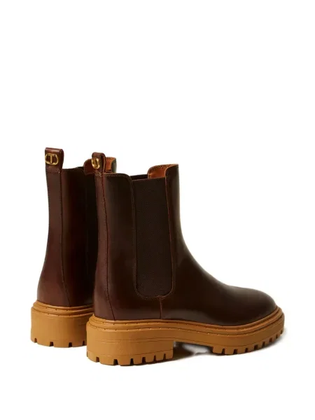 Botine chelsea Twinset din piele maro