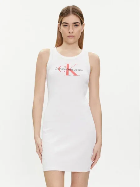Calvin Klein Jeans Rochie de vară Archival Monologo alb
