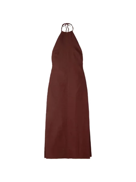 Rochie midi Haight. cu gât halter maro
