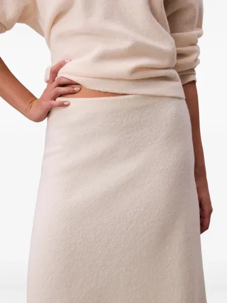 Spódnica midi Calvin Klein z wełny merino do kolan