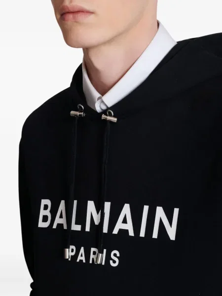 Hanorac cu glugă Balmain cu imagine negru