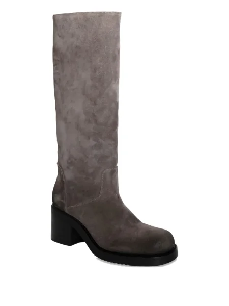 Botine Chuckies din piele de căprioară cu toc bloc gri