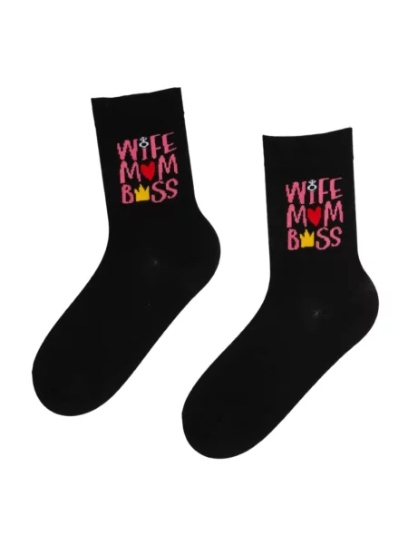 Sokisahtel Κάλτσες WIFE MOM BOSS' μαύρο