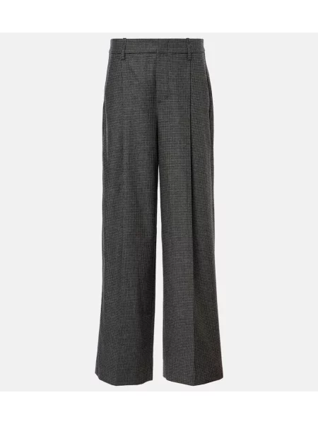 Pantaloni Vince cu talie înaltă în carouri gri