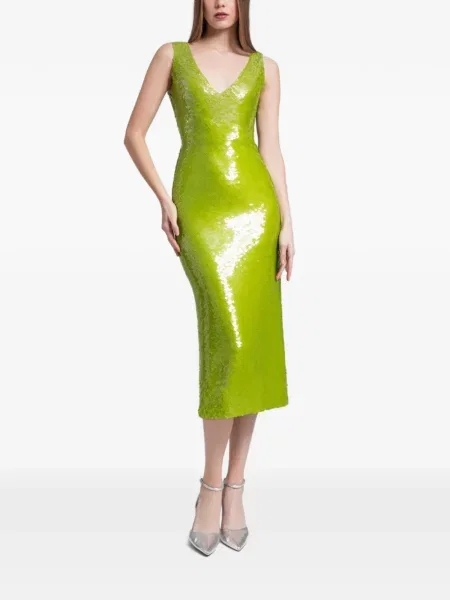 Sukienka midi Gemy Maalouf z cekinami do kolan garniturowa zielona