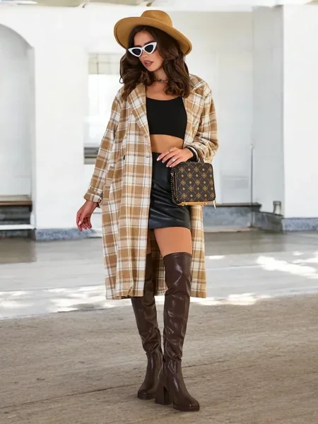 Plašč Resti s karirastim vzorcem bela