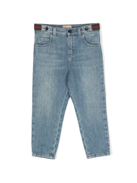 Jeansy straight leg dziecięce Gucci niebieskie